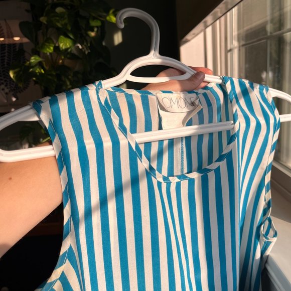 CIMONE Vintage Teal and White Stripe Blouse Loose fitting. Size Small - Picture 6 of 7